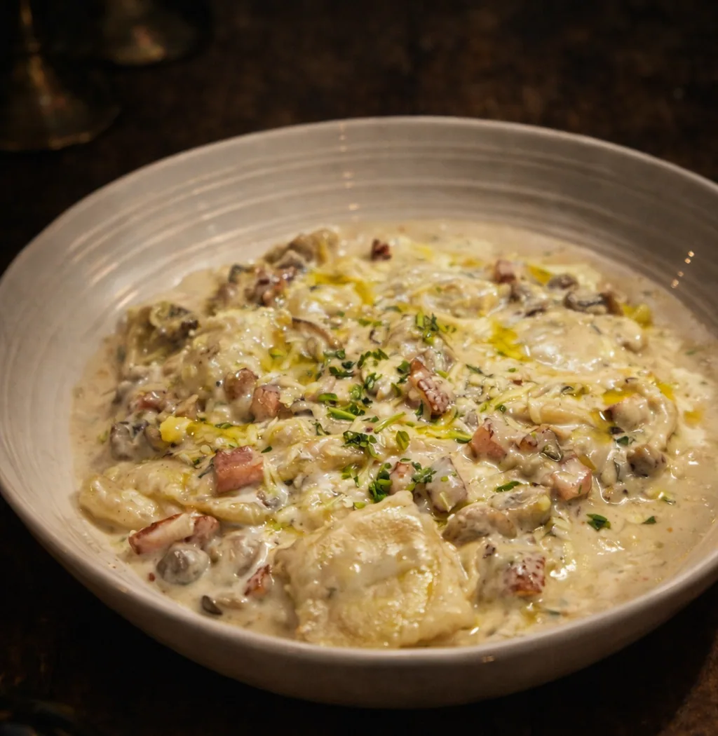 Ravioli – Carbonara Cream Sauce